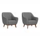 Conjunto com 2 Poltronas Paloma Linho Mescla Cinza e Castanho