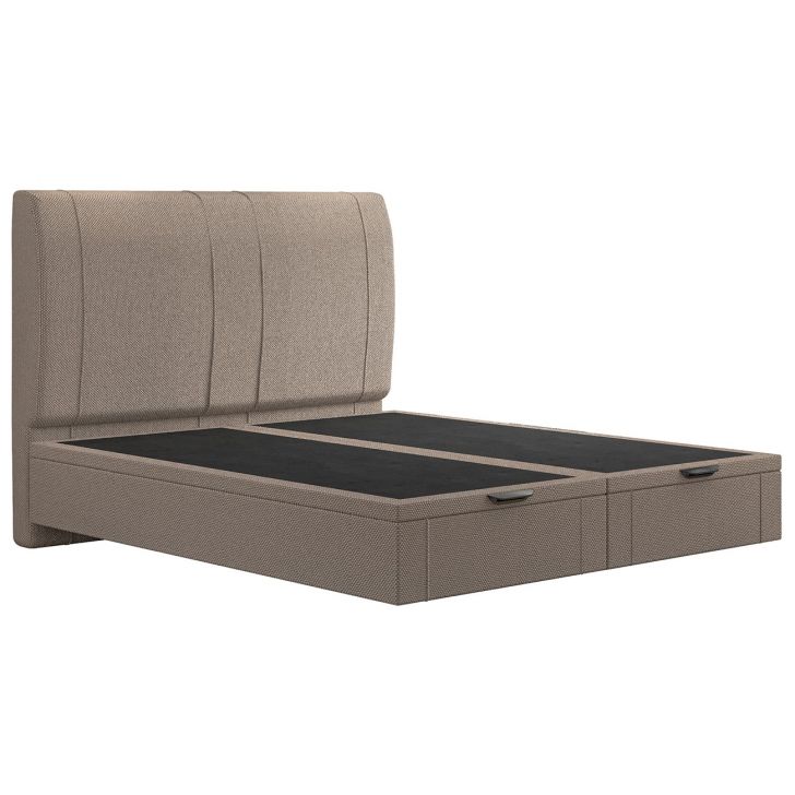 Cama King Flutuante Baú Cabeceira 195cm Fly S05 Linho Bege - Mpozenato