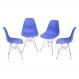 KIT 04 CADEIRAS 1102 PP AZUL MARINHO BASE CROMADA