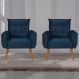 Jogo de Poltronas Decorativas Emma Veludo Azul