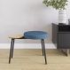 Banco | Banqueta com Apoio Lateral Bock Linho Azul e Preto