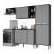 Armário de Cozinha Compacta Xangai Multimóveis V2840 Preto/Grafite