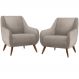 Kit 02 Poltronas Decorativa Fixa Pés de Madeira Paloma D02 Linho Bege C-107 - Lyam Decor
