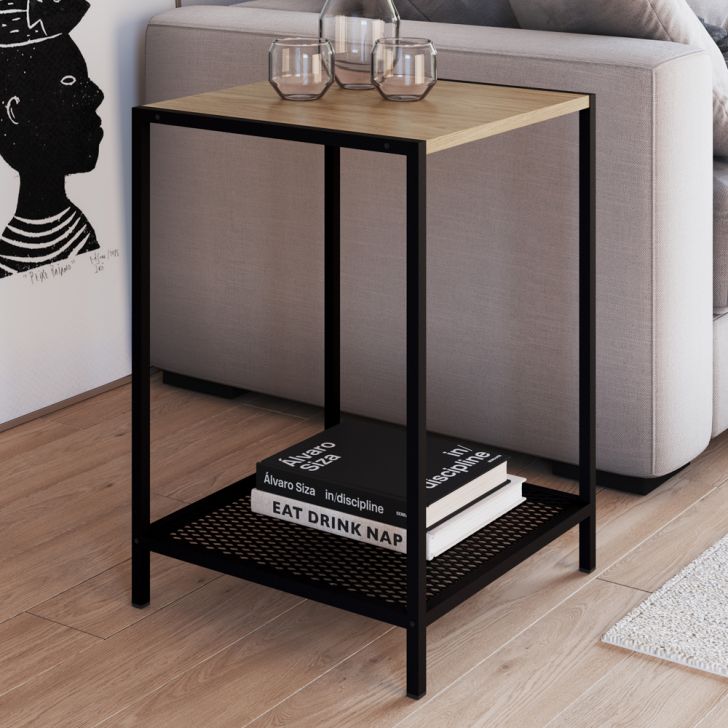 Mesa Lateral Quadrada 40x40cm Est Aço York Hanover Artesano