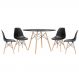 Mesa redonda Eames 120 cm preto + 4 cadeiras Eiffel DSW Preto