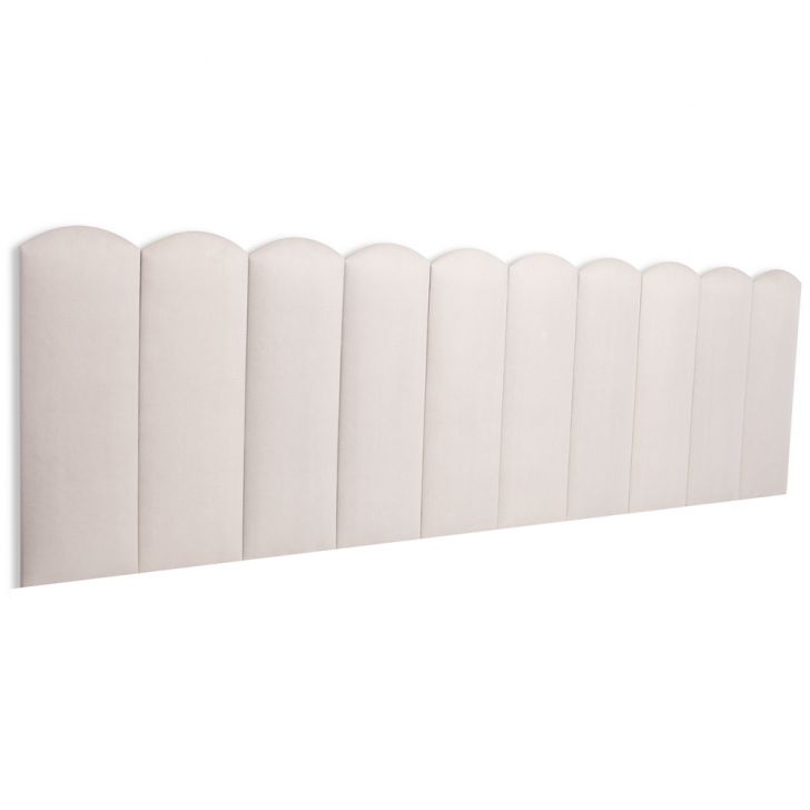 Cabeceira King Estofada Para Cama Box Kit 10 Placas Adesivas - Modelo Nuvem Suede Off White