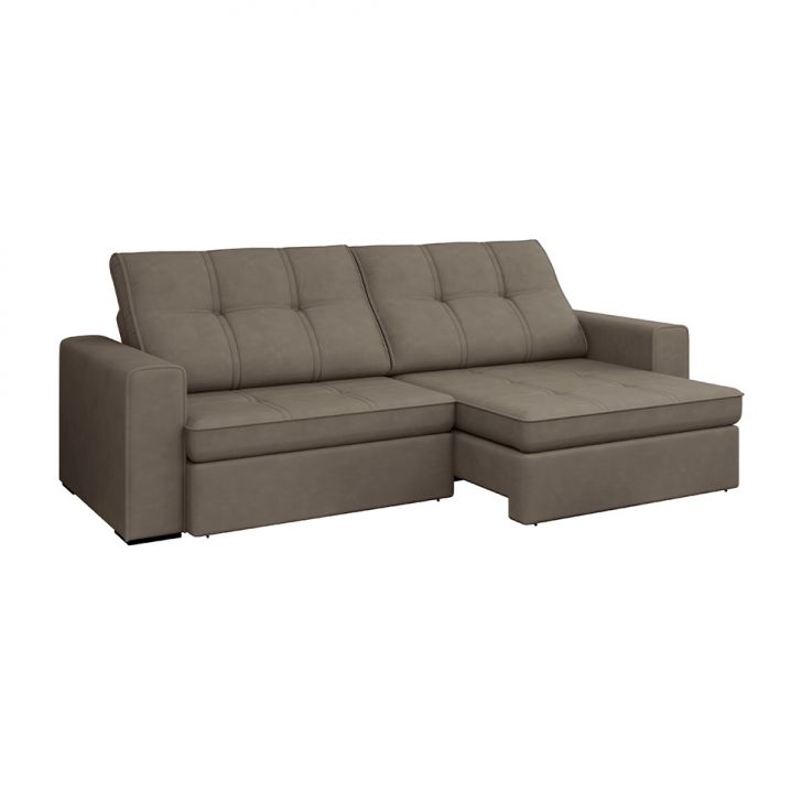 Sofá 5 Lugares Retrátil E Reclinável Flexforma Versalhes Camurça 290 Cm