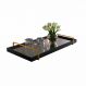 Bandeja Espelhada MDF Laqueado Preto com Alça em Metal Dourado