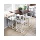 Conjunto Mesa Imbuia 4 Cadeiras Pequena Estofado Industrial White e Laca Branca