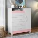 Cômoda Reyna Branco Rosa Titanium Azul 4 Gavetas