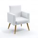 Poltrona Decorativa Estofada Vega Com Roda Pé Para Sala de Estar Couro Artificial Branco Aradecor