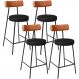 Kit 04 Banquetas Baixa Cozinha Sala Jantar Bancada Milão L02 Couríssimo Camel Preto - Lyam Decor
