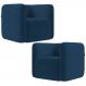 Kit 02 Poltronas Decorativas Para Sala de Estar Fixa Living Peônia K01 Veludo Azul Marinho - Lyam Decor