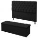 Kit Cabeceira Maria+ Calçadeira Itália King 195 CM Suede Preto - D A Decor