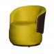 Poltrona Orgânica Decorativa Beatriz Veludo Amarelo/PU Marrom - Montanaris Decor