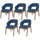 Kit 05 Cadeiras de Jantar e Estar Living Estofada Lince L02 Suede Azul Marinho - Lyam Decor