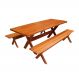 Conjunto Mesa 3m e 2 Bancos | Banquetas Sem Encosto Madeira Maciça Angelim