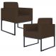Kit 02 Poltronas Decorativas Sala e Recepção Base Fixa de Metal Helô L02 Suede Marrom - Lyam Decor