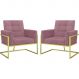 2 Poltronas com Base de Ferro Dourada Reforçada para Recepção MOBLAN decor