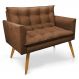 Namoradeira 2 Lugares Olivia Suede Marrom Pés Palito Castanho - Pallazio