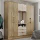Guarda Roupa Casal 6 Portas Aspen Carraro Noce Off White