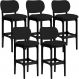 Kit 05 Banquetas Alta Para Cozinha Madeira Fixa Betta L02 Preto Facto Preto - Lyam Decor