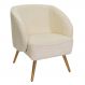 Poltrona Para Sala de Estar Agnes Pés Palito Castanho Bouclé Off White - Nexta Casa