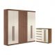 Guarda Roupa 6 Portas e Cômoda 5 Gavetas Jade Jatobá Areia