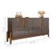 Buffet Agnes Cinza Pérola/Cedro 4 Portas com Detalhe Curvo