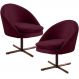 Kit 02 Poltronas Decorativas Giratória Base X Rafa D02 Veludo Marsala B-278 - Lyam Decor