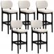 Kit 5 Banquetas Alta Bar Cozinha Sala Jantar Fixa Betta L02 Preto Linho Cru - Lyam Decor