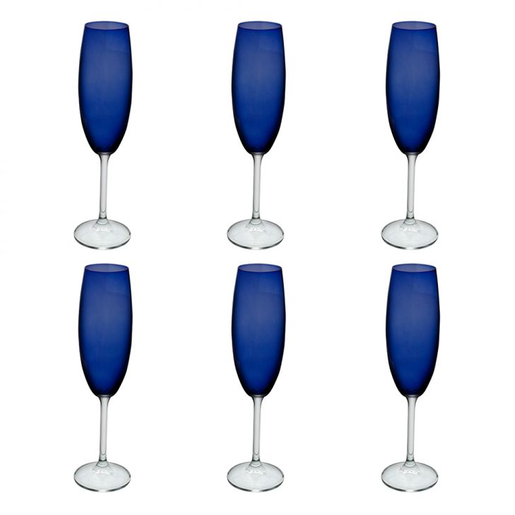 Jogo de Taças para Champanhe 6 Taças Gastro Azul