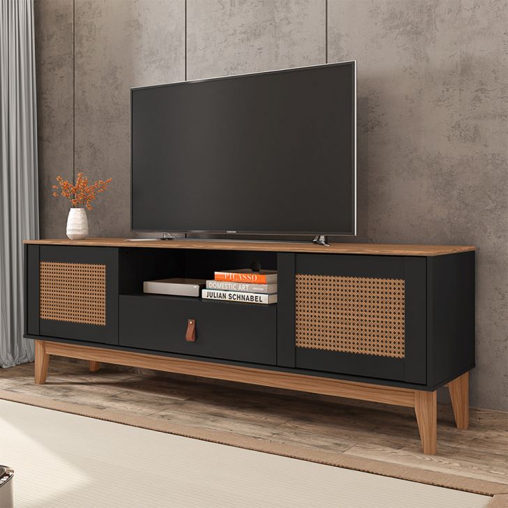 Rack Esmeralda Preto e Noce 160 cm