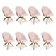 Kit 08 Poltronas Cadeira Giratória Bela Suede Rosa Bebê Base de Madeira - Pallazio