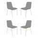 Conjunto 4 Cadeiras Malu Bouclé Cinza Metal Champanhe