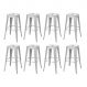 Kit 8 banquetas altas Iron Tolix 76 cm Prata bancada cozinha bar Prata