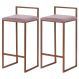Kit 2 Banqueta Decorativa Selena Base Bronze Veludo Rosê - Gran Belo