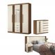 Conjunto Quarto Completo Com Espelho Xangai Jatoba Areia