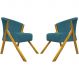 Kit 2 Poltronas Decorativa Para Sala Recepção You Suede Azul Marinho Braça Amadeirada