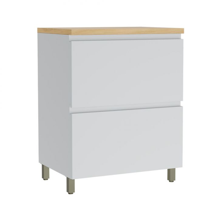 Balcão de Cozinha Rainha com Tampo 1 Porta 1 Gaveta Branco e Nature 70 cm