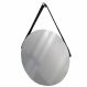 Espelho Decorativo Adnet Vintage Alça Corino Preto 50 Cm Redondo