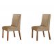 Conjunto com 2 Cadeiras Varsovia Luxo Linho Bege e Imbuia