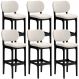 Kit 6 Banquetas Alta Bar Cozinha Sala Jantar Fixa Betta L02 Preto Linho Cru - Lyam Decor