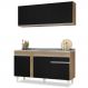 Armário Aéreo Argélia e Balcão Gabinete com Pia Inox 150cm Dakota Castanho/Preto - Lumil