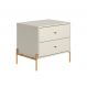 Mesa de Cabeceira Jasper 2 Gavetas Off White e Dourada