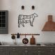 Quadro Escultura Boi Cortes de Carne Bovina 120x86 Preto