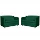 Combo 02 Namoradeira Decorativa Tilla Pés Cromados Suede Verde - DS Estofados