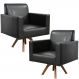 Kit 02 Poltronas Decorativas Giratória Sala Base de Madeira Helô L02 Couríssimo Preto - Lyam Decor