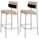 Kit 02 Banquetas Alta Bar Cozinha Sala De Jantar Aço Branco Kaira C01 Linho Areia Courino Preto - Lyam Decor