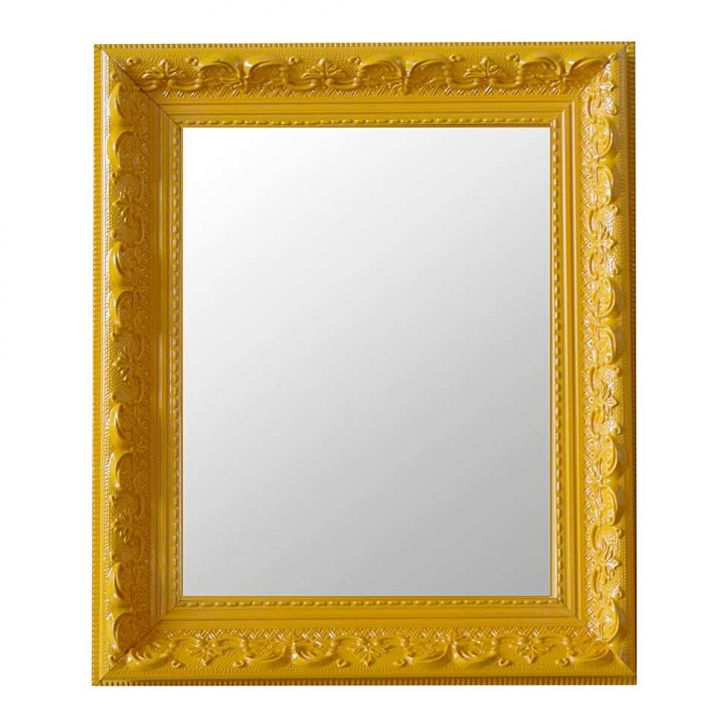 Espelho Moldura Rococó Raso 16369 Amarelo Art Shop